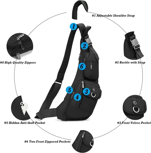 Vista 3 de Nicgid Sling Bag - Mochila bandolera para hombre