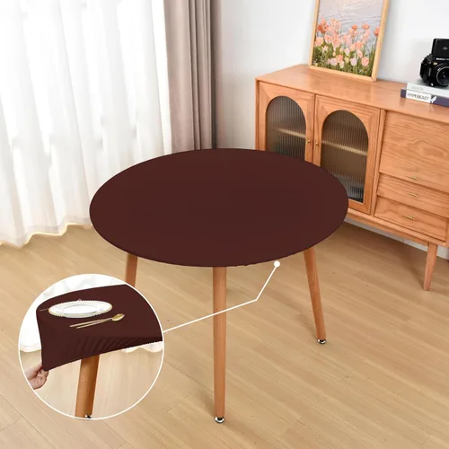 Vista 60 de Mantel ajustado blanco con elástico para mesas plegables de 48x48 pulgadas, manteles lavables y elásticos de elastano para mesas de cartas, manteles