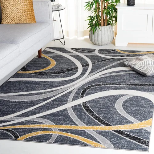 Vista 11 de SAFAVIEH Odyssey Collection - Alfombra de pasillo de 2 pies 2 pulgadas x 8 pies, marfil azul y dorado, diseño abstracto moderno, ideal para zonas