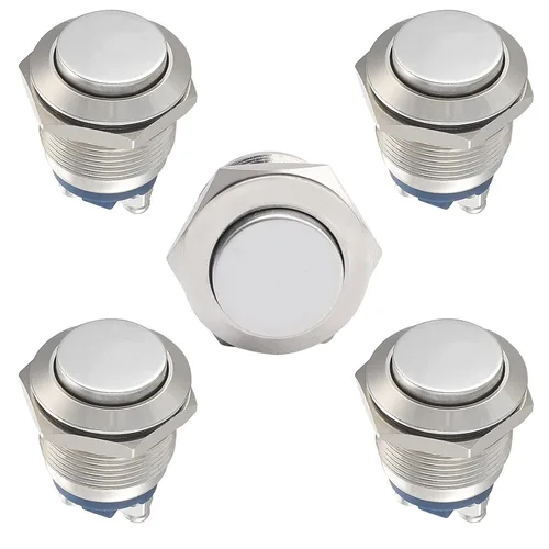 Vista 9 de STARELO 5pcs 0.472 in interruptor de botón momentáneo carcasa negra con pre-cableado, IP65 impermeable interruptor de botón, aleación de aluminio 1
