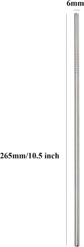 Vista 2 de Pajitas de acero inoxidable, 24 piezas a granel. Pajitas de metal rectas reutilizables ultra largas de 10.5 pulgadas a granel para bebidas
