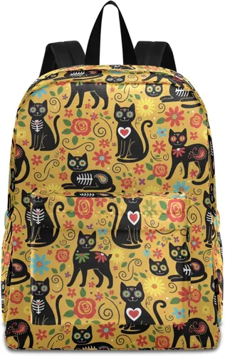 Vista 12 de MNSRUU Mochila para estudiantes para la escuela, Halloween, mochila luminosa de murciélagos para laptop, mochila estética para niñas, niños, mochila