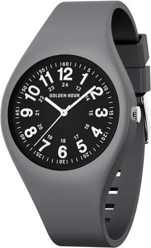 Vista 15 de GOLDEN HOUR Relojes deportivos impermeables analógicos unisex para enfermeras, profesionales médicos, estudiantes, esfera militar brillante y fácil
