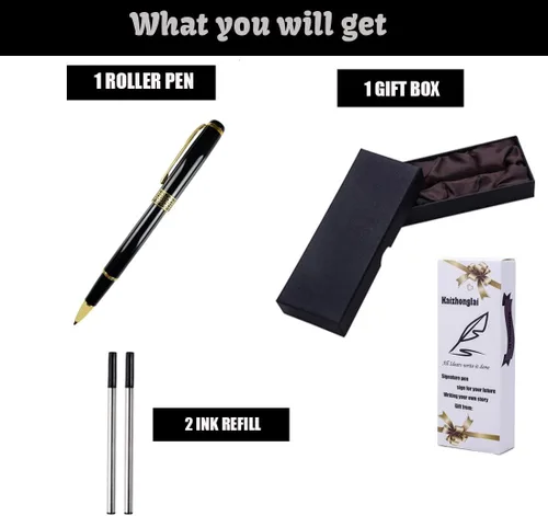 Vista 6 de Ancolo Bolígrafo de rodillo personalizado con caja de bolígrafo, perfecto para cumpleaños, negocios, fiestas para hombres y mujeres con nombre