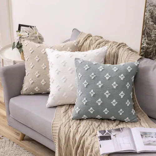 Vista 5 de MIULEE Juego de 2 fundas de almohada decorativas de jacquard rómbico, funda de cojín cuadrada suave para sofá, cama, dormitorio, sala de estar, 16 x