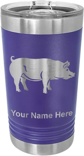 Vista 19 de LaserGram Vaso de pinta aislado al vacío de 16 onzas, cerdo, grabado personalizado incluido (negro) Engraved Gift, Vacuum Insulated Stainless