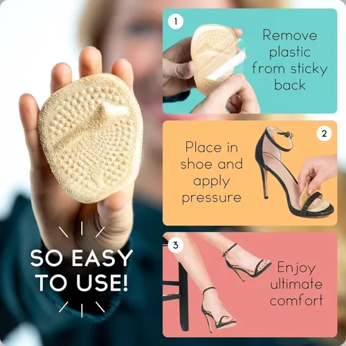 Vista 2 de Walkize Almohadillas metatarsianas para mujer Insertos de talón para mujer Cojines de bola de pie (2 pares de almohadillas para pies), alivio