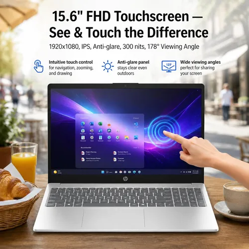 Vista 4 de HP Computadora portátil con pantalla táctil 15.6, AMD Ryzen 7 7730U