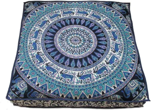 Vista 10 de ICC - Funda de cojín cuadrada grande de algodón con diseño de mandala, funda de almohada hippie, funda de almohada para el suelo con cremallera