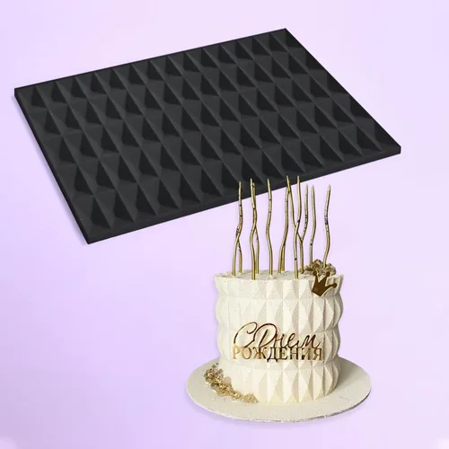 Vista 5 de mostsom Molde de Silicona para Pastel de Encaje con Patrón de Cubo, Tapete de Impresión de Fondant para Hornear, Dulces, Chocolate, Decoración