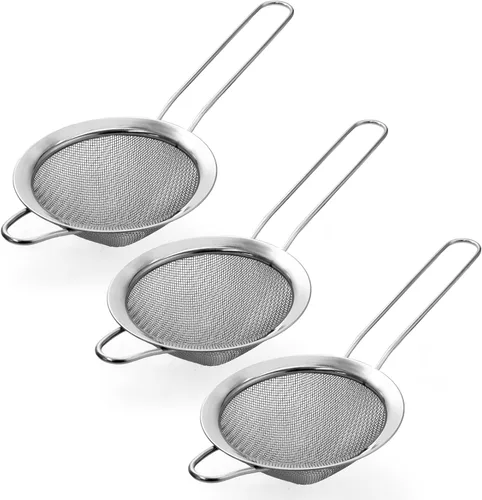 Vista 8 de Biaungdo 2 coladores de malla fina de 3.3 in/3.3 pulgadas, colador de té de acero inoxidable, coladores de malla cónica para cóctel, café