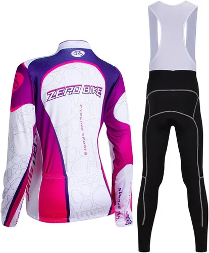 Vista 2 de Traje de ciclismo acolchado de gel 3D transpirable de manga larga para mujer, conjunto de pantalones de malla con protección UV