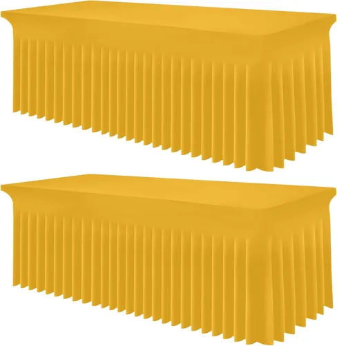 Vista 36 de Smiry Mantel de Spandex, Mantel Elástico Ajustable Extensible para Mesas Rectangulares de 6 Pies, Falda Cubierta de Mesa Impermeable y Lavable