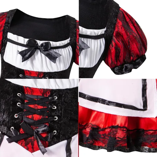 Vista 5 de Disfraz de Caperucita Roja para bebé, 3 piezas, falda de Halloween y Navidad con capa