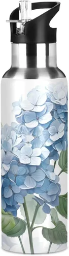 Vista 12 de ALAZA Botella de agua con diseño de bandera estadounidense con diseño de camuflaje grunge con tapa de pajilla, botella térmica de acero inoxidable