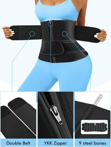 Vista 3 de Atbuty Entrenadores de cintura de torso corto para mujer, corsé debajo del busto, de látex, faja deportiva de reloj de arena
