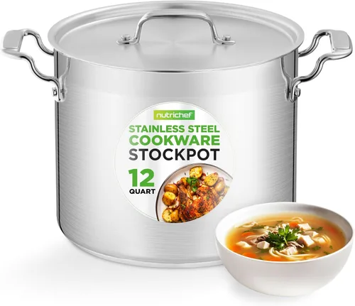 Vista 11 de NutriChef - Olla grande de acero inoxidable de 5 cuartos con tapa - 18/8 Grado alimenticio resistente, olla grande de acero inoxidable