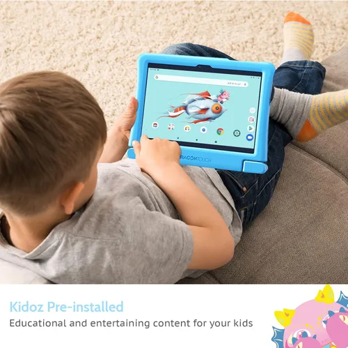 Vista 3 de Tablet para niños Dragon Touch de 10 pulgadas con pantalla IPS HD Android, 32 GB de almacenamiento, 2 GB de RAM, procesador Quad Core, KIDOZ