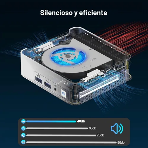 Vista 6 de GEEKOM Mini PC Gaming XT12 Pro, Intel i9-12900H, 32 GB de RAM y SSD de 1 TB Blanco frío