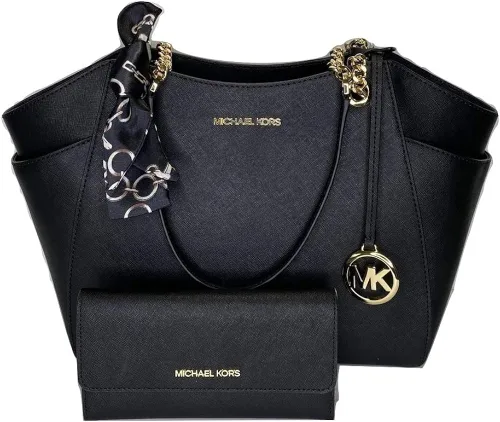 Vista 2 de Michael Kors Jet Set - bolsa de hombro para viaje con cadena grande billetera triple Michael Kors Jet Set negro L