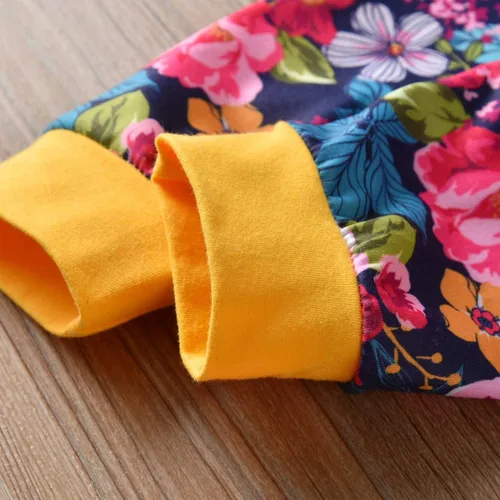 Vista 7 de Derouetkia Conjunto de ropa floral de manga larga con capucha, pantalones casuales y diadema