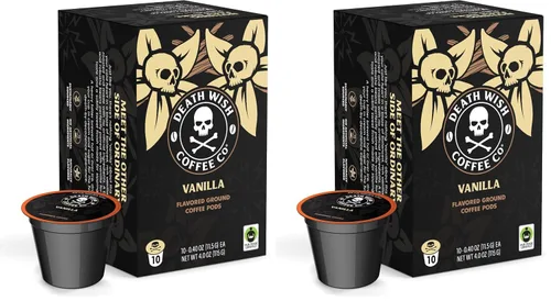 Vista 38 de Death Wish Coffee Cápsulas de tostado medio de una sola porción – El café más fuerte del mundo – Mezcla más ligera de granos arábica audaz y Robusta