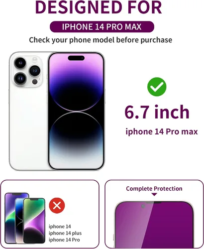 Vista 2 de Paquete de 3 protectores de pantalla de privacidad para iPhone 14 Pro Max, vidrio templado de 17 cm, protector privado, antiespía, protección