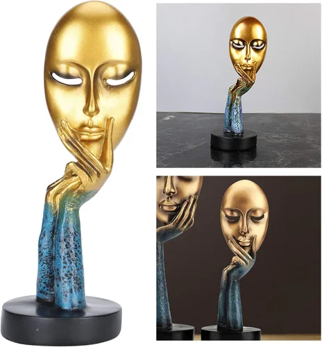 Vista 5 de 01 Escultura abstracta de la cara, estatua creativa y abstracta, figura de resina, escultura de personaje nórdico, decoración de arte, hogar