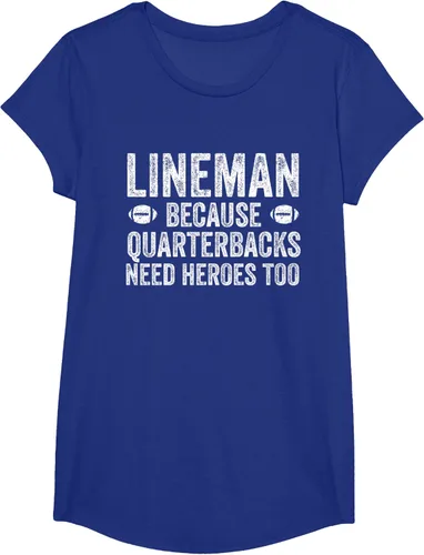 Vista 31 de Lineman Because Quarterbacks Need Heroes Camiseta de fútbol linieros S Negro