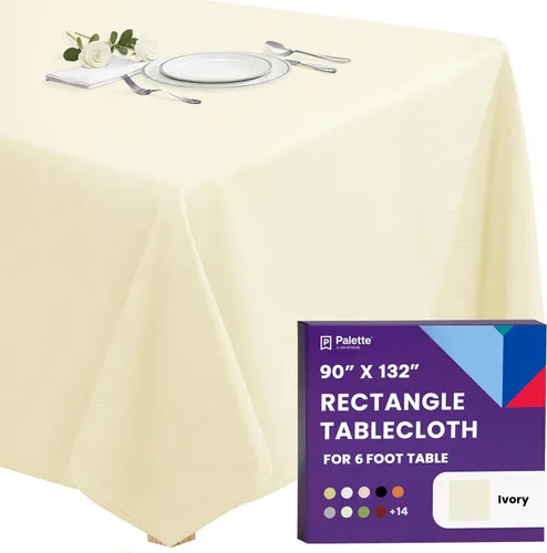 Vista 85 de Gee Di Moda - Mantel rectangular de 60 x 84 pulgadas – Mantel rectangular de poliéster lavable para mesa de 5 pies