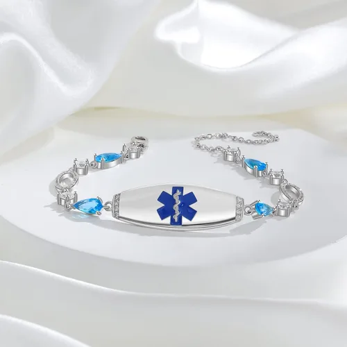 Vista 60 de OPALSTOCK Pulseras médicas personalizadas de silicona ajustable para identificación de emergencias, grabado gratuito, 9 pulgadas, resistente al