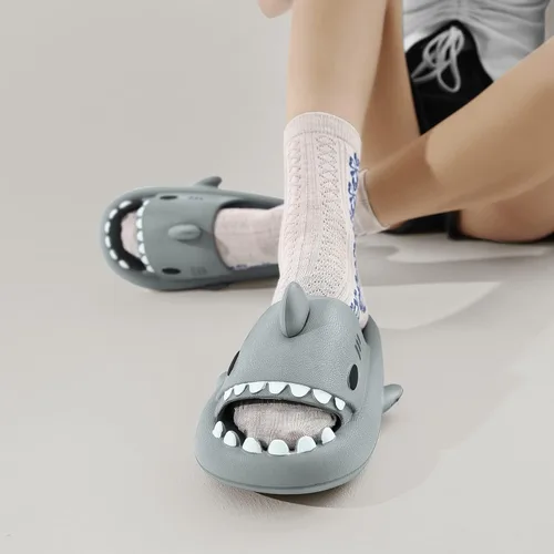 Vista 5 de Sandalias de tiburón para hombre y mujer, novedosas sandalias de verano con punta abierta, antideslizantes, para playa, piscina, ducha con suela
