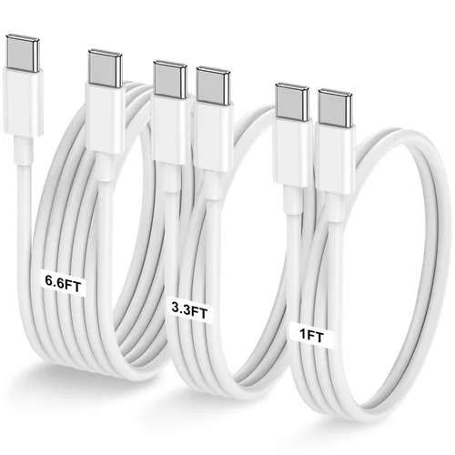 Vista 31 de LOFPYE Paquete de 3 cables USB C a USB C de 1 pie y 60 W, cable de carga rápida tipo C para iPhone Air 17 16e 16 15 Pro Plus Pro Max, para Galaxy
