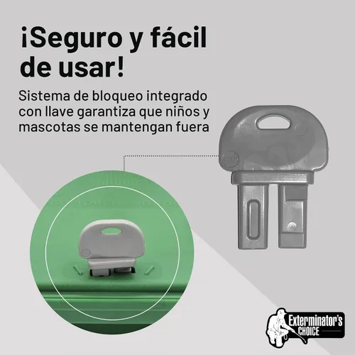 Vista 5 de Exterminators Choice Caja grande para cebo para ratas con 1 llave, plástico