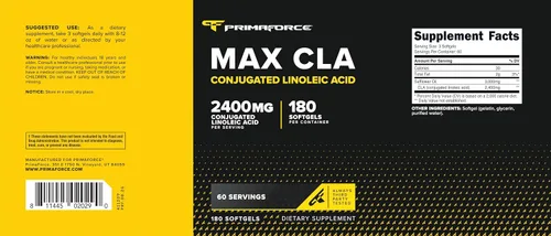 Vista 5 de Primaforce CLA (2400 mg) 180 cápsulas blandas, máximo CLA para hombres