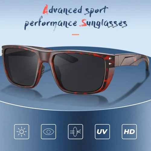Vista 2 de Carfia Gafas de sol polarizadas clásicas para hombres, deportes al aire libre, senderismo, navegación, pesca marina, sombras cuadradas envolventes