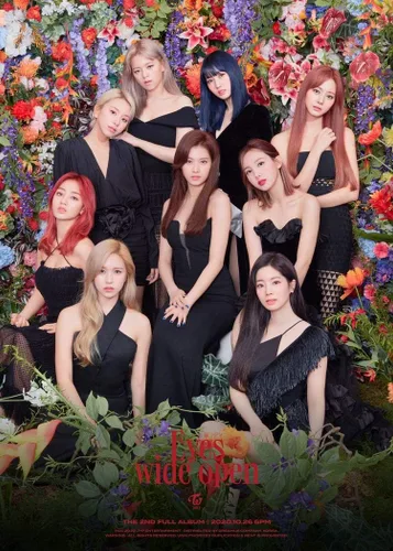 Vista 3 de Twice Eyes Wide Open 2nd Album versión aleatoria CD1P cartel lírico en paquete88p PhotoBook1p tarjeta de mensajeDIY Sticker5p PhotoCardMensaje