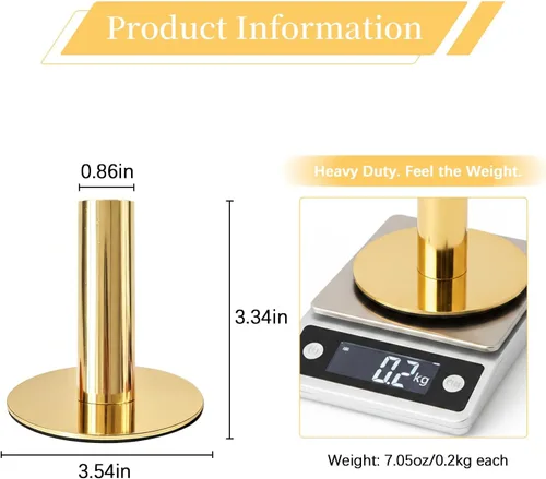 Vista 4 de Paquete de 4 portavelas cónicos dorados, portavelas de metal resistente para centro de mesa de boda, soporte rústico para mesa de comedor, mantel