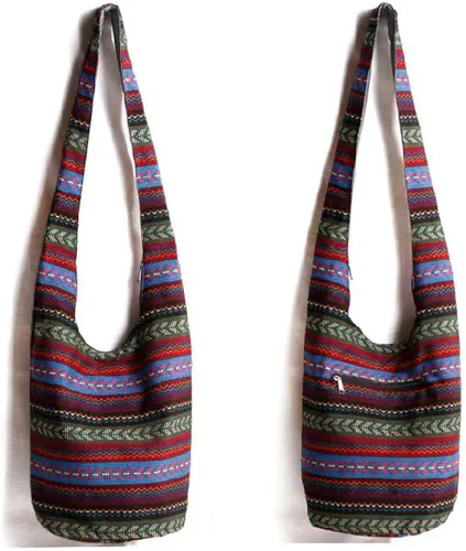 Vista 3 de KARRESLY - Bolso bandolera de algodón bohemio, estilo hippie, hecho a mano