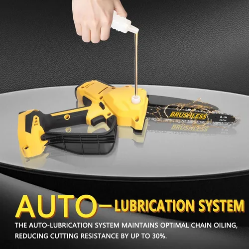 Vista 6 de Mini Motosierra Compatible con Batería Dewalt 20V MAX, Motosierras de Poda Inalámbricas de 8 Pulgadas y 6 Pulgadas, Motosierra de Cadena Mini