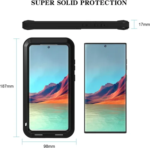 Vista 2 de LOVE MEI Funda militar resistente para Samsung Galaxy S22 Ultra, sin protector de pantalla de vidrio templado, a prueba de golpes, a prueba de Negro