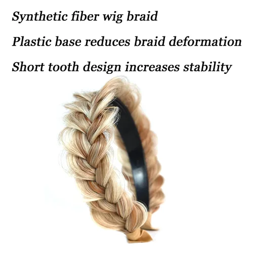 Vista 3 de Banda ancha trenzada para el cabello, accesorios para el cabello, banda elástica antideslizante para mujeres y niñas (A1002)