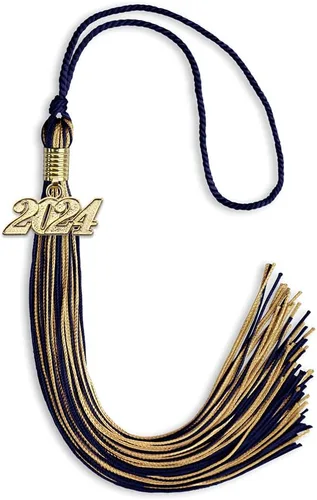 Vista 311 de Endea Graduation - Borla de doble color mixto con fecha dorada (negro/dorado antiguo, 2021)
