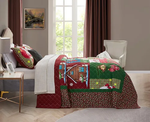Vista 3 de CHIXIN - Juego de colcha tamaño King/Cal King extragrande, diseño de Navidad, microfibra ligera y suave, 4 piezas
