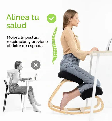 Vista 4 de Silla ergonómica de rodillas con acolchado extra, soporte de postura, cómoda silla de escritorio, taburete mecedor en ángulo y asiento