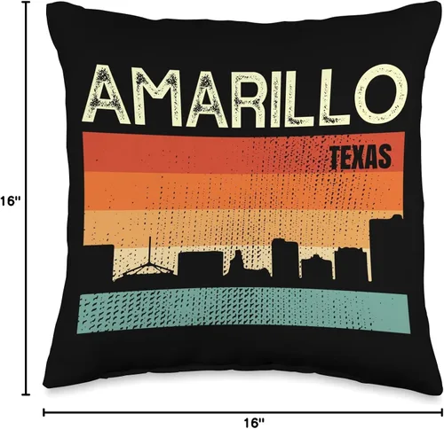 Vista 4 de Amarillo TX USA Flag Souvenir Amarillo Texas Town Skyline - Almohada (16 x 16 pulgadas), multicolor