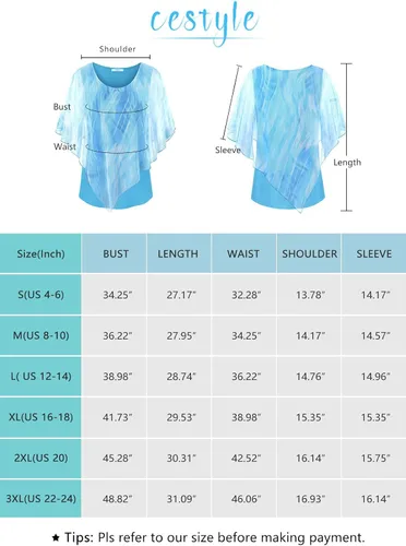 Vista 4 de Cestyle Blusas fluidas para mujer, camisas casuales elegantes y ligeras de malla tipo poncho