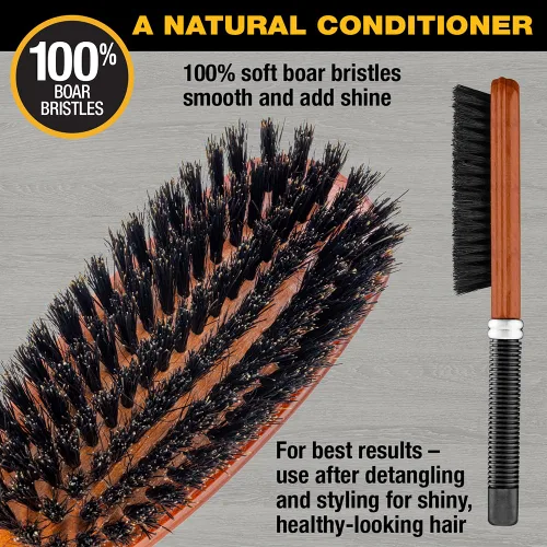 Vista 3 de Conair Cepillo de cerdas de jabalí multiusos - Cepillo para el cabello - Cepillo para el cabello para hombres y mujeres - Marrón