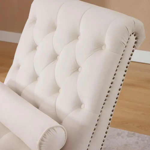 Vista 5 de Tumbona para interiores, sillón con botones para dormitorio Beige