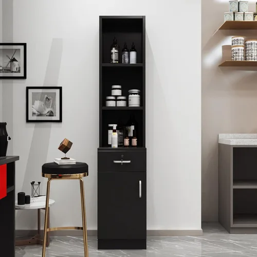 Vista 7 de Paddie Estaciones de peluquería de montaje en pared para estilista, juego de equipos de peluquería para estilista, muebles de spa de belleza